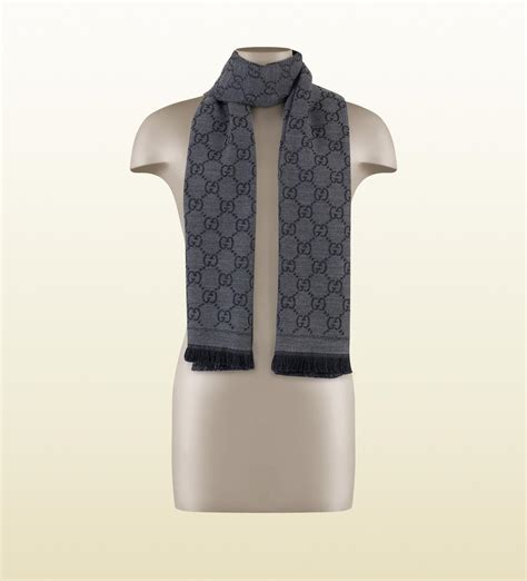 gucci jacquard scarf grey|gg jacquard pattern knitted scarf.